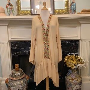 NWT “Rocks & Indigo” embroidered, ruffled Kimono